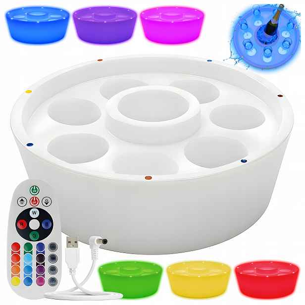 Plovoucí Led Bar Pro Vířivku Bazénu Rgb Podsvícení Držák Na Nápoje