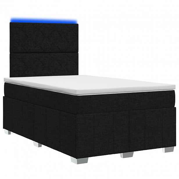 vidaXL LED rošt s matrací s LED pásky s čelo Černá 120 x 190 cm Textil