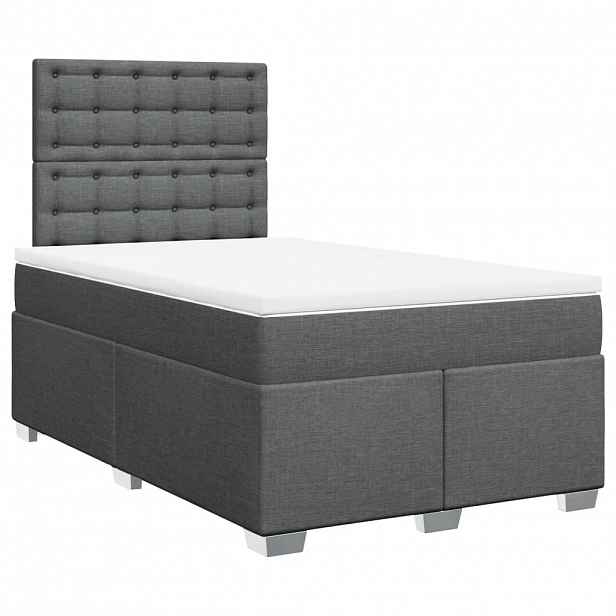 vidaXL Box spring postel s matrací tmavě šedá 120x200 cm textil