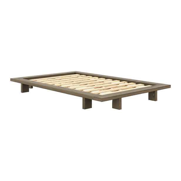 Hnědá jednolůžková postel z borovicového dřeva s roštem 120x200 cm Japan – Karup Design