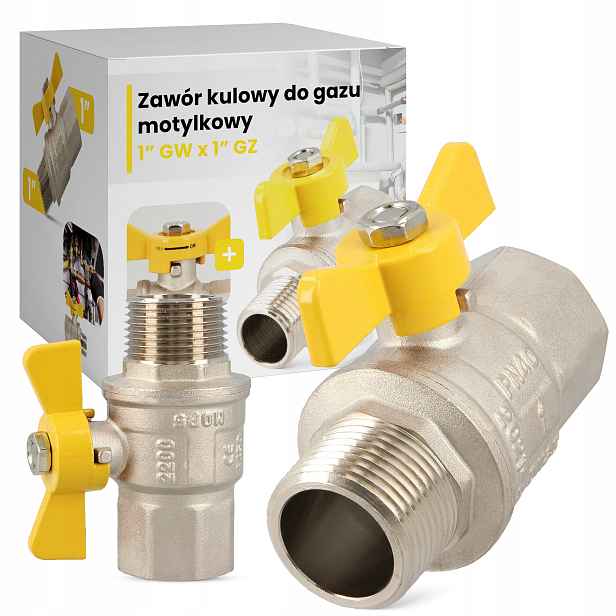 Kulový Kohout na plyn Motýlkový mosazný 1" x 1" Fm Qy