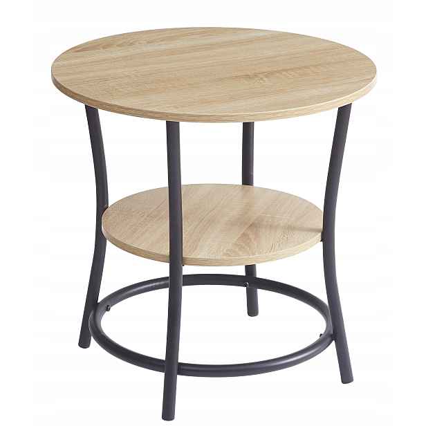 Novocesní Konferenční Stolek Loft Dub Sonoma S Industriální Policí, Ø 56 cm