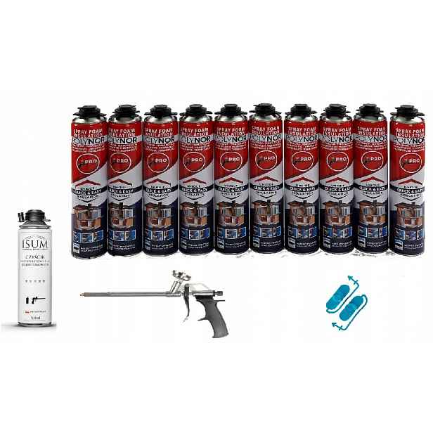 Pur Stříkací Pěna Polynor Pro Sada 24 ks 750 ml Izolace Zateplení