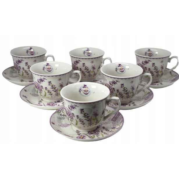 Šálky Levandule 6+6 komplet káva čaj porcelánové 180 ml dárek