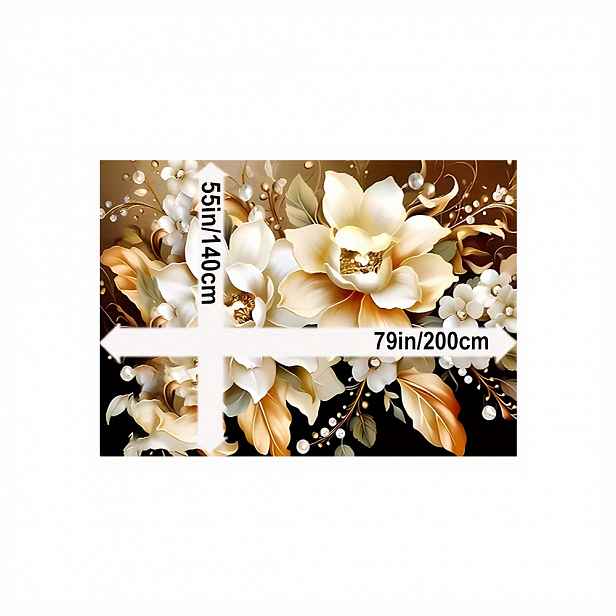TEMU 1ks 3D Peony Floral Pattern Area Rug, Protiskluzový Polyester Home Decor Carpet s hmotností 800GSM, 6mm tloušťkou, Protiskluzovými bodkami,
