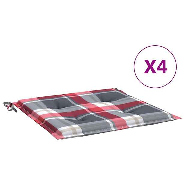 vidaXL Podušky na zahradní židli 4ks červené kárované 50x50x3cm oxford