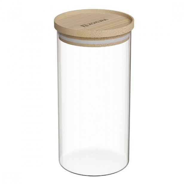 Nádoba, borosilikátové sklo, Ø9,5cm, 1100 ml, s bambusovým víčkem - Zo