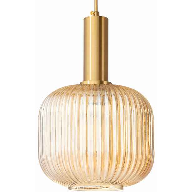 Skleněná závěsná lampa Moderna Lux zlatá jantarová