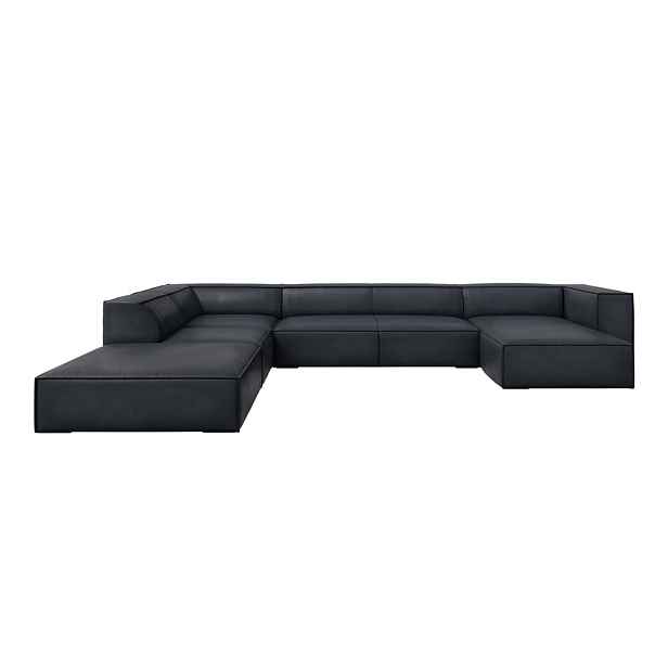 Tmavě modrá kožená rohová pohovka (levý roh) Madame – Windsor & Co Sofas