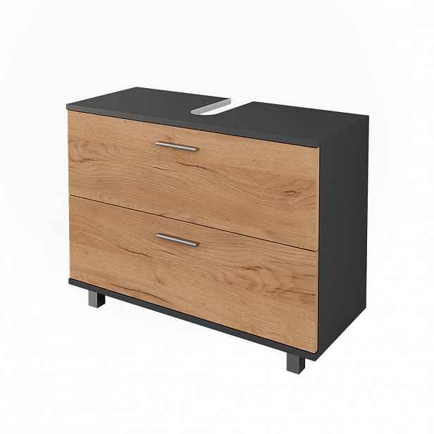 Vicco TOALETNÍ SKŘÍŇKA PRO UMYVADLO Ilias Zlatý dub power/antracit 80.2 x 60.8 cm se 2 zásuvkami