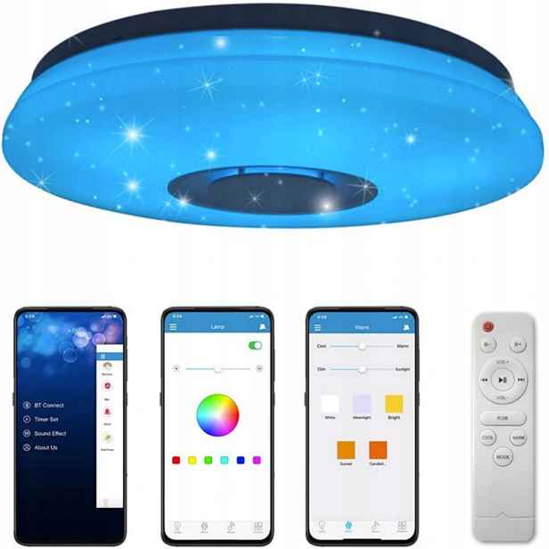 Stropní svítidlo Rgb s reproduktorem Bluetooth Led 60W s dálkovým ovládáním, aplikace