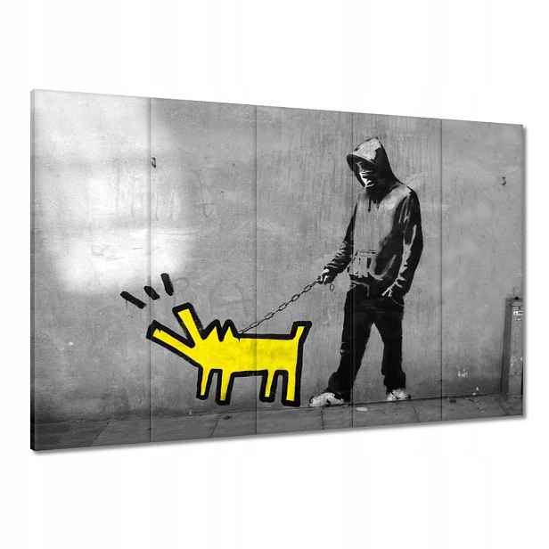 Obrazy 100x70 Žlutý pejsek Banksy Lol