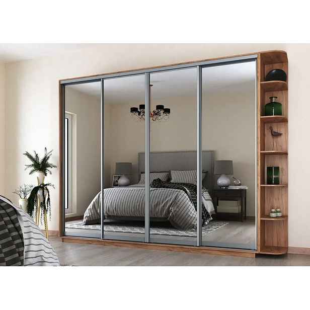 Casarredo Šatní skříň REFLECTION 280/220 – dub kraft zlatý/zrcadlo