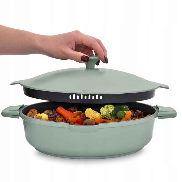 Hluboká pánev s poklicí 28 cm Ambition Fern 813110 3,9L Šalvěj Indukční