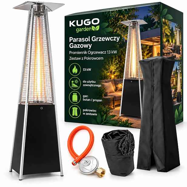 Plynový topný deštník Ohřívač 13 kW 227 cm, sada s krytem