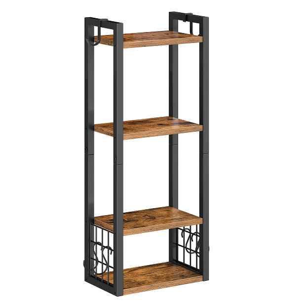 TEMU 4patrový nástěnný úložný regál, věšák na ručníky a deky se 6 pohyblivými háčky, kovový rám, snadná instalace, do koupelny, obývacího pokoje,