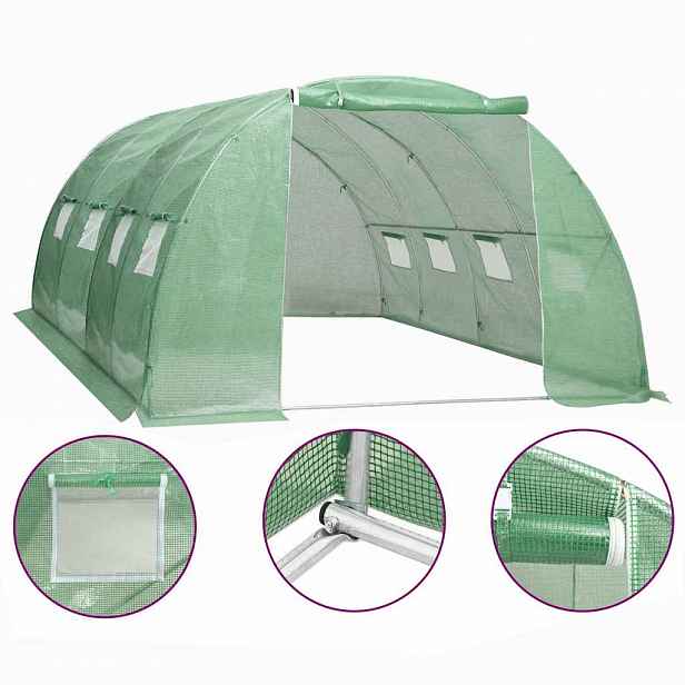 vidaXL Fóliovník 16 m² 4 x 4 x 2 m