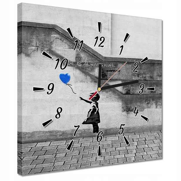 30x30 Banksyho nástěnné hodiny s motivem Always Hope