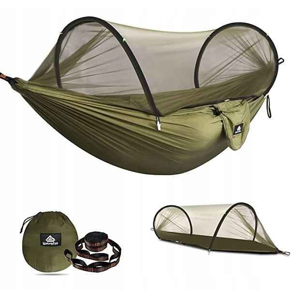 Houpací síť bez tyče Naturefun zelená 300 kg 2,75 x 1,4