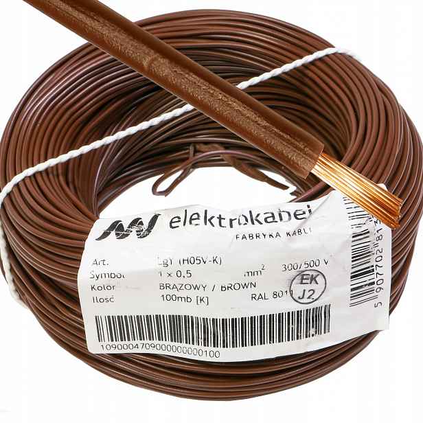 Kabel Lgy 0,5 mm hnědý Elektrokabel 100 m 500 V