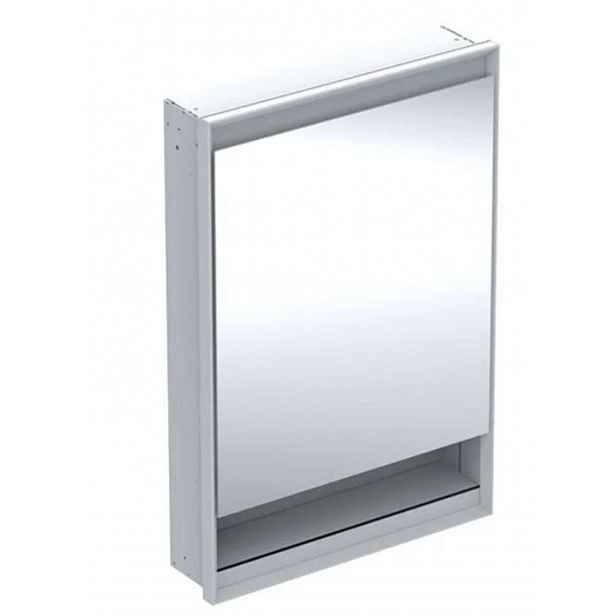 Geberit ONE - Zrcadlová skříňka s LED osvětlením, 60x90x15 cm, panty vlevo, s nikou, vestavná, hliník 505.820.00.1