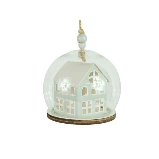 Vánoční ozdoba TINNY HOUSE 8 cm, světle zelná