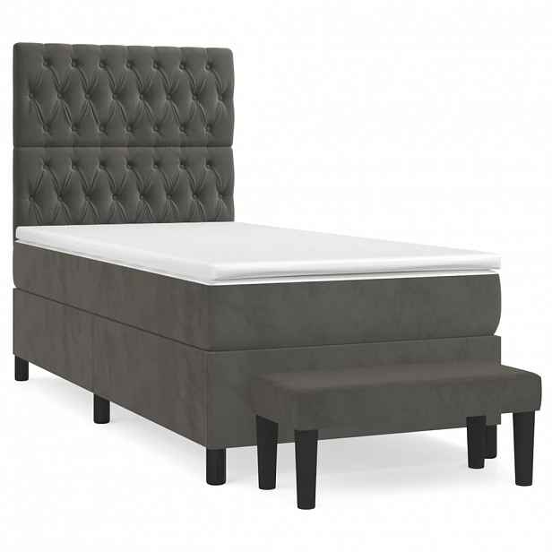 vidaXL Box spring postel s matrací tmavě šedá 90x190 cm samet