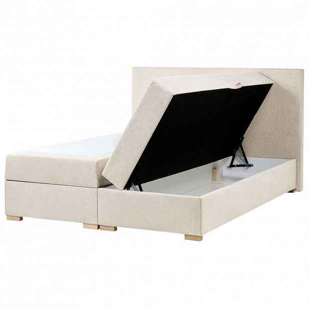 Beliani BOXSPRINGOVÁ POSTEL s úložným prostorem 160/200 cm Látka Světle béžová Major