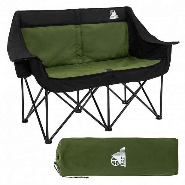 ECD-Germany SKLÁDACÍ KEMPINGOVÁ ŽIDLE pro 2 osoby, khaki, s ocelovou konstrukcí, 54,5 x 145,92 cm