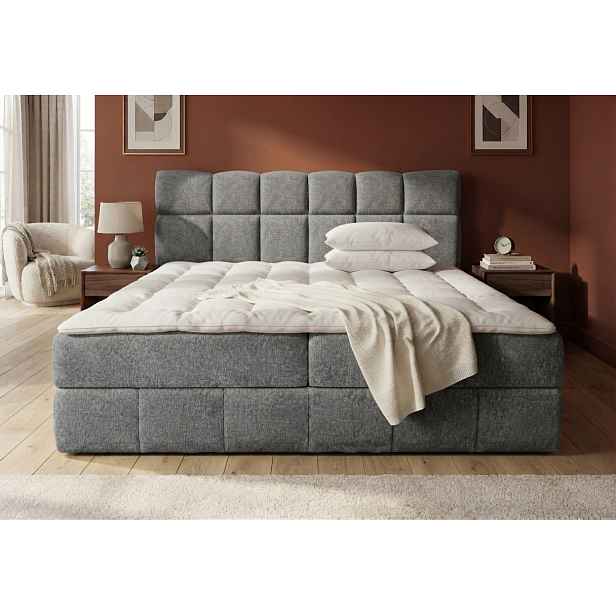 Manželská postel s úložným prostorem 180x200 VAFLIA - šedá