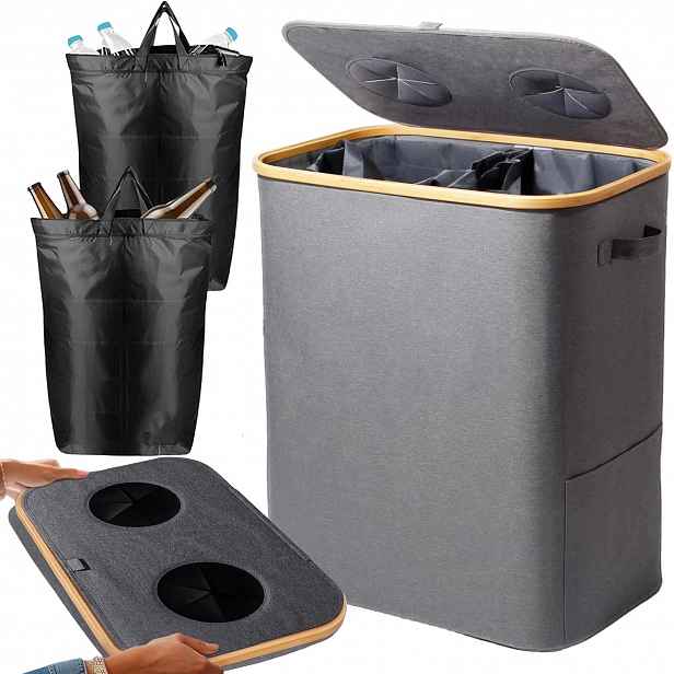 Nádoba na lahve 140L Organizér pro recyklaci, skládací 2 sáčky