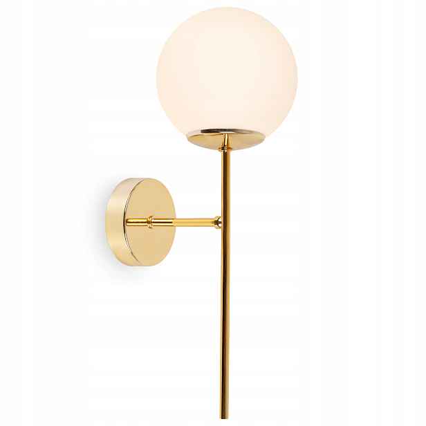 Nástěnná Lampa Zlatá Lampa Do Kuchyně Obývacího Pokoje Skleněná Bílá Koule