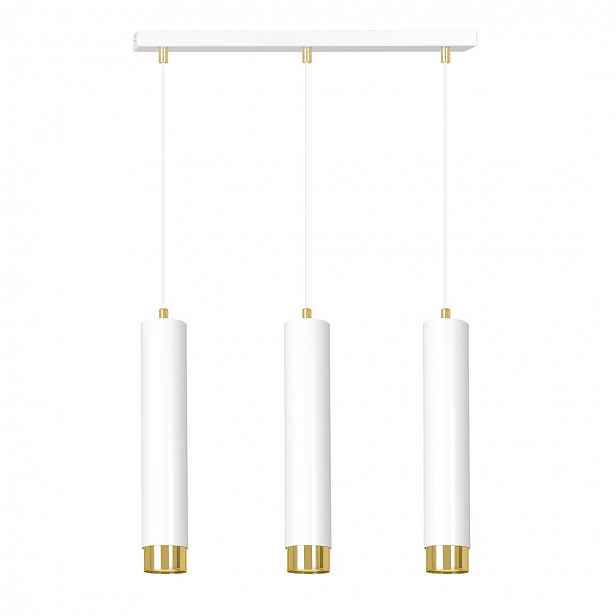 Závěsná lampa Kibo 3 bílá se zlatými doplňky, 3x GU10, 100 cm