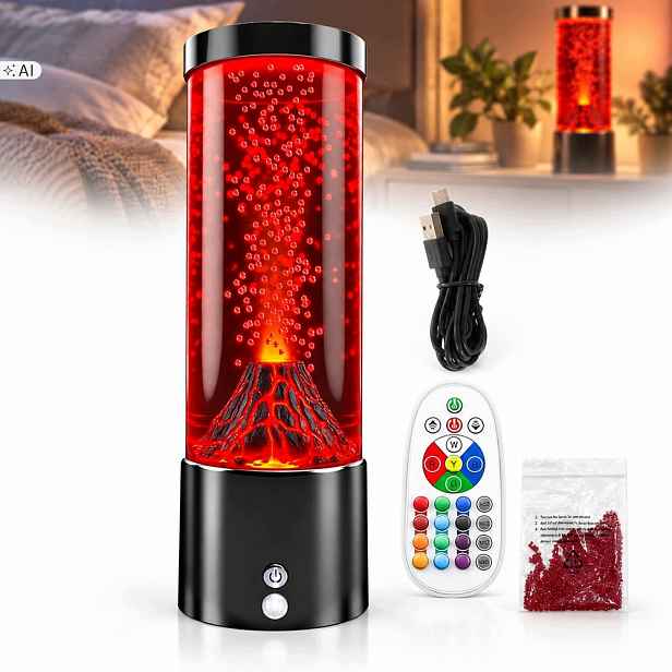 Noční Lampa pro dítě Sopka Láva na psací stůl do pokoje Tichý motor