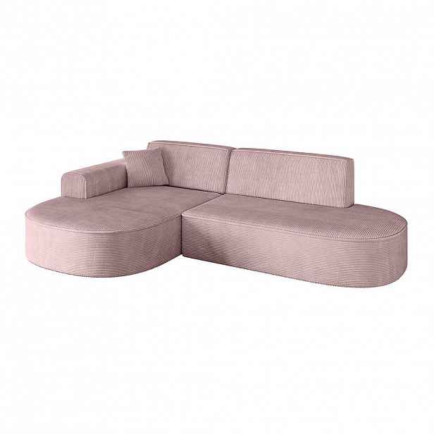 ALTDECOR ROHOVÁ SEDACÍ SOUPRAVA s otomanem vlevo MARI-L1 – 243 x 171 x 79 cm, růžový manšestr