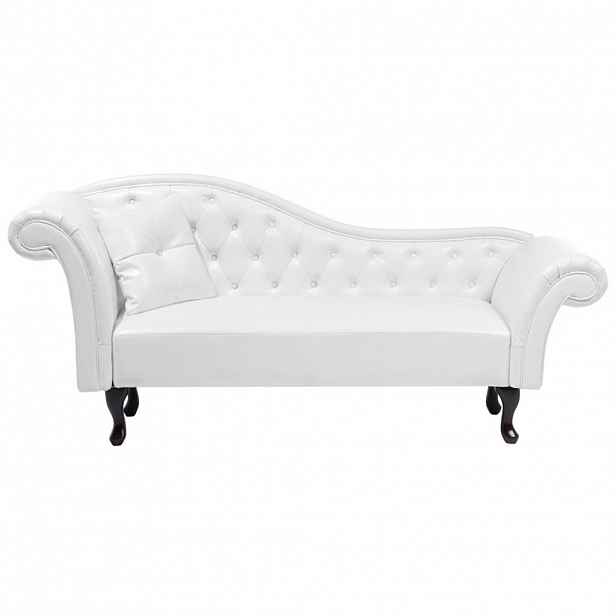 Beliani ČALOUNĚNÉ LEHÁTKO CHAISE LONGUE Umělá kůže bílé levostranné Lattes