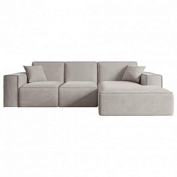 ALTDECOR ROHOVÁ SEDACÍ SOUPRAVA s otomanem vpravo SERRA-L – 266 × 169 × 80 cm, světle hnědý velur