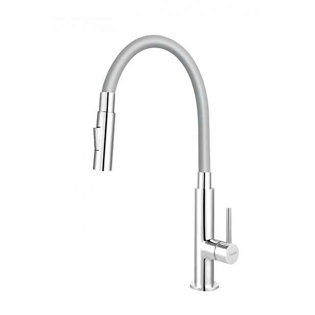 Dřezová baterie Novaservis se silikonovým ramínkem, 2 proudy šedá/chrom 70730,0S