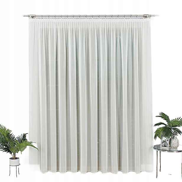 Hotová Záclona Voál Ecru S Olovem A Páskou 350X250