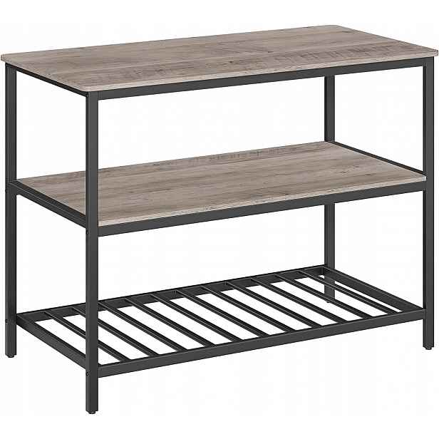 Kuchyňská police Vasagle Reedo Oak/Black, odstíny šedé