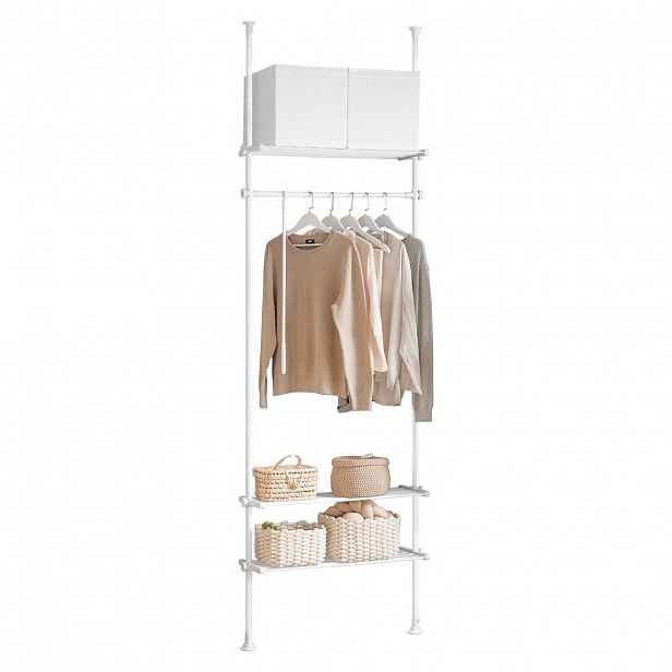 SoBuy STOJACÍ VĚŠÁK se 2 policemi Bílá 52x42x233cm Minimalistický