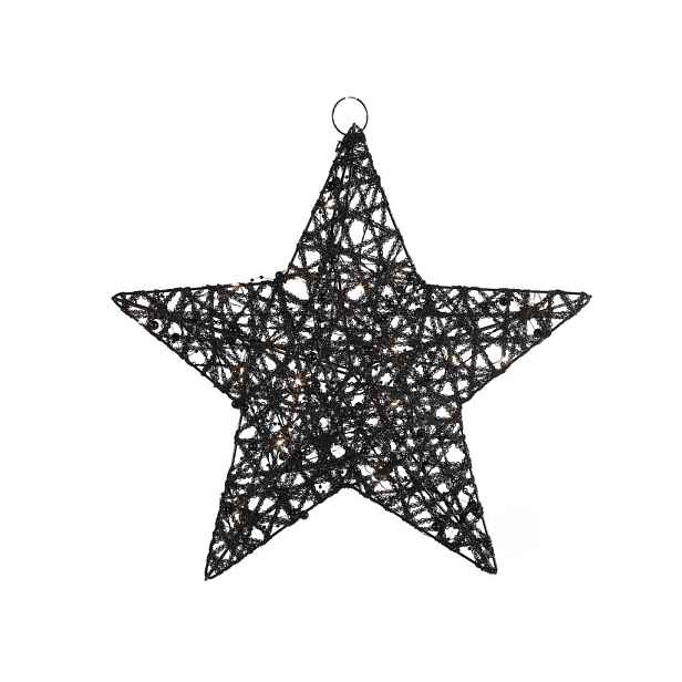Vánoční dekorace hvězda STARIELLE s LED osvětlením 40 cm, černá