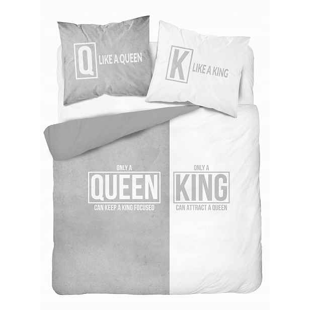 Povlečení 160x200 Bavlna Šedé Queen And King 4100A