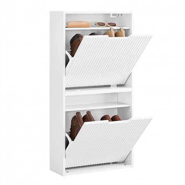 SoBuy BOTNÍK se dvěma dveřmi Bílá 50x19x100cm Minimalistický