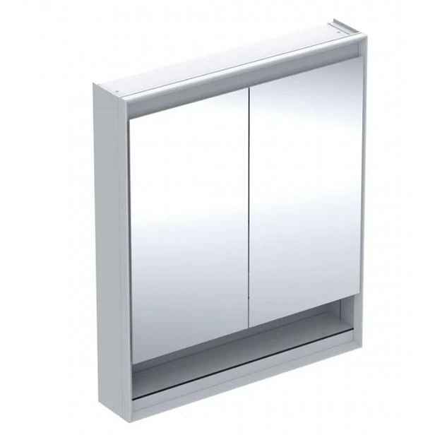 Geberit ONE - Zrcadlová skříňka s LED osvětlením, 75x90x15 cm, 2 dvířka, s nikou, hliník 505.832.00.1