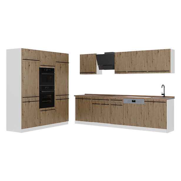 Vicco KUCHYŇSKÝ KOUT R-Line, Řemeslný dub/Bílá, 180 cm pracovná doska Dub Goldkraft