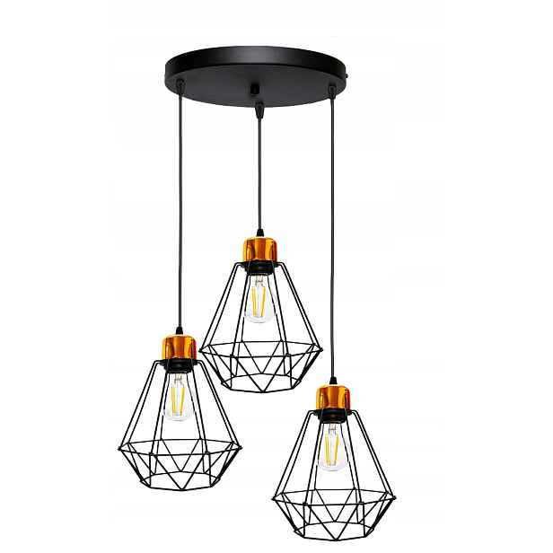 Závěsná lampa černá patina 3XE27 Primo Candelux