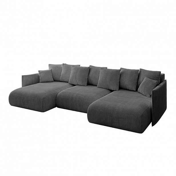 ALTDECOR SEDACÍ SOUPRAVA s funkcí lůžka a úložným prostorem pod postelí ONESK-U 317x177x72 tmavě šedá manšestr