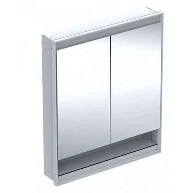 Geberit ONE - Zrcadlová skříňka s LED osvětlením, 75x90x15 cm, 2 dvířka, s nikou, vestavná, bílá 505.822.00.2