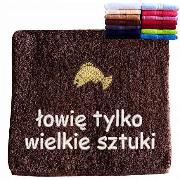 Dárek k svátku pro Rybáře, narozeniny, vtipný Ručník s nápis, výšivka, ryba